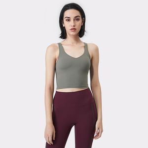 LU-05 Yoga-Sport-BH, V-Ausschnitt, U-Rücken, Tanktop, Lauf-Fitness-Weste, Fitnessstudio-Kleidung, Damenunterwäsche, gepolstertes Kissen, nacktes Sport-Top