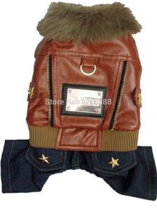 Wholesale small dog clothes resale online - Coffee Russia Leather Punk Style Pet Dogs Coat Small Dog Jacket Coat New Dogs Clothing LJ201130