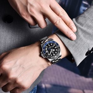 PAGANI DESIGN 2021 Luxury Men Mechanical Wristwatch Stainless Steel GMT Watch Top Brand Sapphire Glass Men Watches reloj hombre 201113