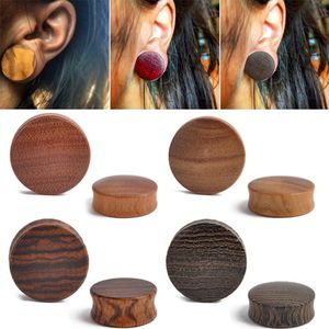 2st Punk Wood Öronproppar Mätare Tunnel Trä Ear Expander Dubbel utsvängd sadel för mode kroppspiercing smycken 8mm-30mm