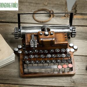 Retro Resin Metal Typewriter Figurines Handicrafts Vintage Antique Marking Machine Miniatures Model Home Decoration Crafts Gift 201201