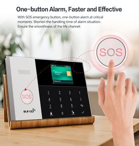 Freeshipping 433MHz IOS Android App Remote Control LCD TOUCH Klawiatura Bezprzewodowa WiFi SIM GSM RFID Home Burglar Security Alarm System System System