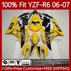 Фабрика желтого впрыска тела тела для Yamaha YZF R 6 600 CC YZF-R6 YZF600 2006-2007 MOTO CUDLEWORK 98NO.3 YZF R6 600CC YZFR6 06 07 YZF-600 2006 2007 OEM Обтекатель OEM на 100% Fit
