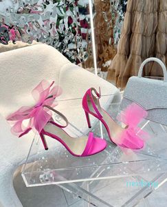 2022 المرأة كعب حذاء الصنادل الكعوب بغل صندل مصمم الأحذية الشهيرة جودة عالية النساء أزياء bowknot الزفاف stlietto 10.5 سنتيمتر جلد