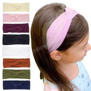 20*7.5 CM Infant Soft Comfortable Elastic Nylon Hairband Solid Color Striped Cross Knotted Baby Headband DIY Clothing Decoration