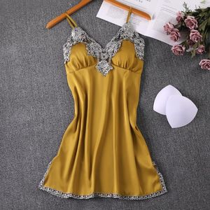 Nightdown Satin Sexy Intimo Lingerie Sleepwear Delle Donne Spaghetti Strap NightDress Seta Nightwear Nightwear Pizzo Casa Dressing Gown