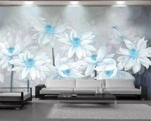 Heminredning 3d tapet fantasi vit lotus 3d tapet romantisk blomma dekorativ levande 3d tapeter