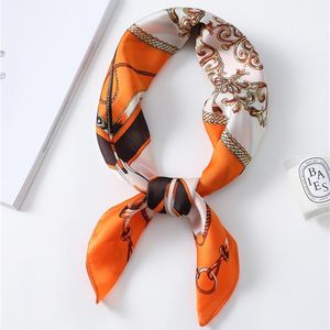 Scarves 2021 Brand Silk Scarf Women 70x70cm Square Neck Small Foulard Bandana Luxury Designer Shawls High Quality For Lady1