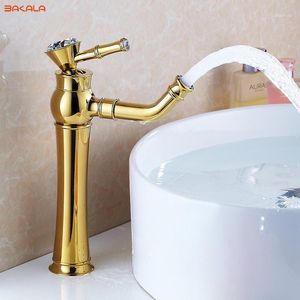 Badezimmer-Waschtischarmaturen Ly Grilled White Paint Golden Polished Basin Mixer Tap Faucet And Cold Water Tall Short1