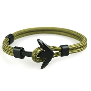 Popular Design Colorful Paracord Black Anchor Charm Bracelet Sports Jewelry for Men Women Lovers Gift