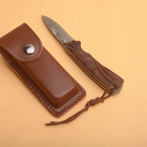 Högkvalitativ Damaskus Folding Kniv VG10-Damascus Stålblad Rosewood Sheet Handtag Kullager EDC Presentknivar