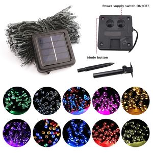 50/100/200 LED Solar Fairy Lights Outdoor Waterproof Street Garland Houses Christmas Garden Decorations String Light Strip Chain Y200603