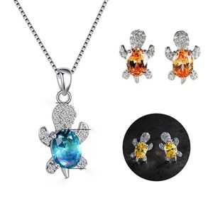 Fashion women girl Little Turtle Necklace Earring Set Jewelry Decoration Female Gifts Novel Animal Modeling