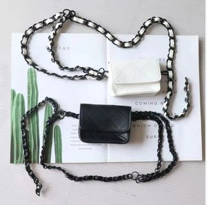 Сумки на пояс женская поясная сумка роскошная черно-белая цепочка через плечо на груди 2022 модная женская кожаная мини-поясная сумка дизайнерский бренд