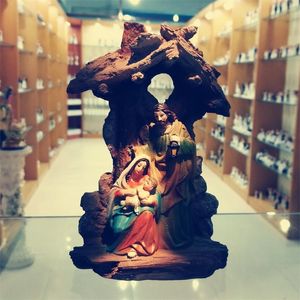 Zayton Figurin Heliga Familj Nativity Scene Heminredning Kristus Jesus Statyer Mary Joseph Miniatyr Skulptur Julklapp Y201020