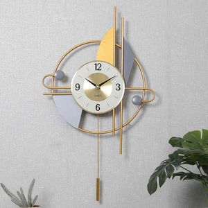 Luxury Nordic Gold Wall Clock Living Room Large Silent Metal Wall Clock Modern Design Reloj Pared Grande Heminredning LL50WC H1230