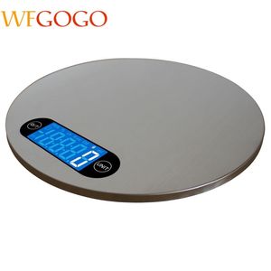 5kg / 1g lcd escala de cozinha digital redonda forma de aço inoxidável exposição de alimentos eletrônicos ferramenta de peso de cozinha com cabide 201118