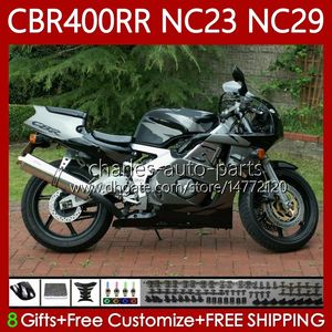 Kit Body para Honda 400cc CBR400 RR NC23 CBR 400 RR CC NC29 88-99 Bodywork 65No.20 CBR400RR 88 89 90 91 92 93 CBR 400RR 1988 1989 1990 1991 1993 1993 OEM Fairing Black Cinza