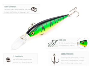 1 pcs listra colorida padrão 11cm 10.5g isca dura minnow isca iscas de pesca baixo baixo gancho de água fresco mergulho perch wobbler peixe