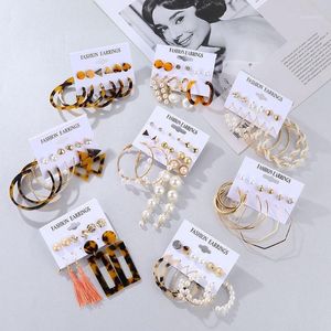 Hoop Huggie Daxi Bohemian Big Gold Hoppörhängen för kvinnor Trendiga pärlörhängen Hoops Fashion Korean Acrylic Earings Set Jewelry 20211