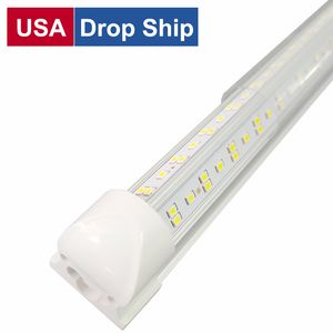 Stock In US led Integrated Tubes V-Shaped Integration T8 Tube Lights Double row 2ft 3ft 4ft 5ft 6ft 8ft Cold White 6000-6500K Daytime Shops light