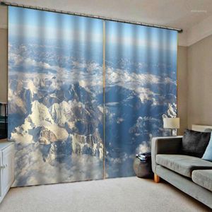 Cortina cortina cortina azul céu cloud cortinas de neve montanha 3d sala de estar quarto de casamento cortinas drapes1