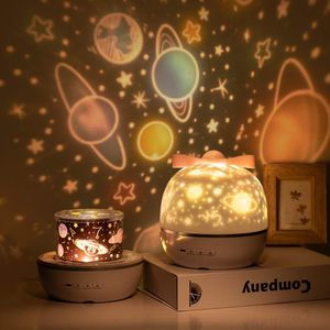 Star Night Light Proiettore Lampada di proiezione a LED Rotazione di 360 gradi 6 Film di proiezione per bambini Camera da letto Home Party Decor C1007