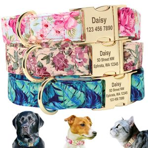 Dog Collars Leashesパーソナライズされたカスタムドッグカラーリーシュセット印刷された刻まれたidtagペットトリートポーチスナックバッグ小さなミディアムLA 3031