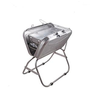 Outdoor BBQ Grill Portable Barbecue Suitcase Grill Stainless Steel Folding1