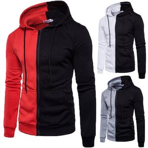 Mens Fashion Casual Oversized Hoodie Sweatshirt Zip Hoodie Male Sweatshirt Colorblock Harajuku Fashion Tops Sweatshirts Hoodies