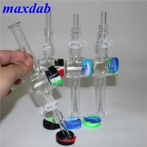 hookah Glass Nectar pipe kit with 14mm male female Quartz Tips Keck Clip Silicone Container Reclaimer for water pipe bong