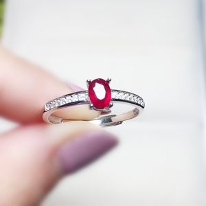 Кластерные кольца естественное настоящее рубиновое тонкое простое кольцо на ювелирные изделия 0,5CT Gemstone 925 Серебряное серебро тонкое T2061823