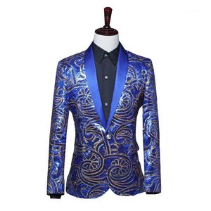 Men's Suits & Blazers Fancy Sequin Shawl Lapel Men Suit Blazer Stage Performance Coat Singer Annual Costume Jacket Blazer1