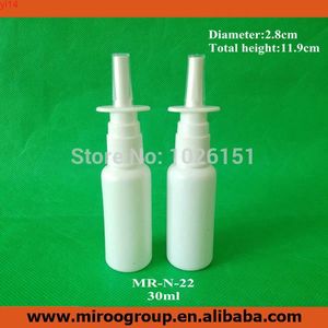 FreeShip Wholesale 100PCS 30ml HDPE/PE plastic nasal spray bottle with pump/cap, 1oz white color bottlesgood qualtity