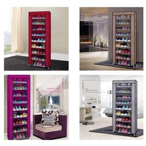 10 Schicht 9 Gitter Schuhregal Regal Lagerung Closet Organizer Schrank Tragbare US-Lager Drop Shipping verfügbar Y200527