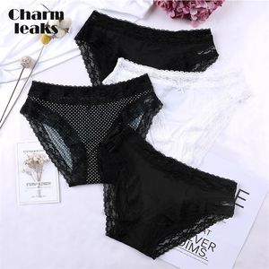 Charmleachs Womens Tanga Thong Hipster Calcinha Underwear Polka Dot Stretch Macio Cueca Calcinha Lace Edge Algodão Crotch Streamble 20112