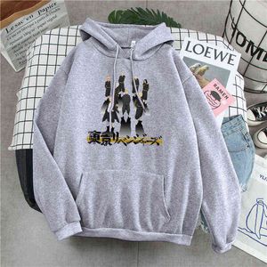 Mann Hoodies Tokyo Revengers Harajuku Sweatshirts Japan Comics Anime Mit Kapuze Kleidung Herren Winter Lose Beiläufige Fleece Sweatshirt H1227