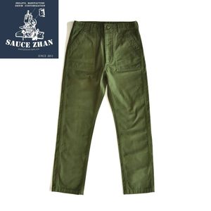 Saucezhan OG107ユーティリティ疲労疲労の軍事古典的な貨物オリーブSATEEN STRACRY ARMY CAPRIS BAKER PANTS 201125