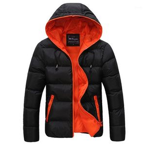 Men's Down & Parkas Wholesale- Good Quality Winter Men's Hooded Jackets Coat Casual Warm Thicken Duck Windproof Outcoats Candy Color Cl