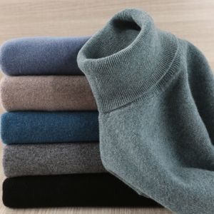 Men Sweater 100% Pure Wool Knitted Pullover Winter New Arrival Fashion Turtleneck Jumepr Man Thick Clothes Tops 8Colors Sweaters 201106