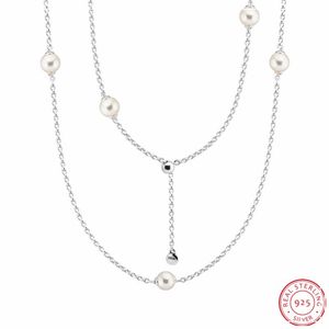Wholesale pearl droplets resale online - Luminous Dainty Droplets cm Adjustable Long Necklaces Pendants for Women Silver Jewelry White Crystal Pearls FLN037 Q0531