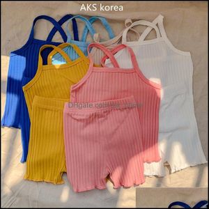Clothing Sets Baby & Kids Baby, Maternity Aks Australia Korean Fashions Quality Ins Plain Knitted Cotton Sleeveless Summer Tops With Shorts