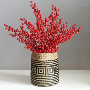 Hand-woven Storage Basket Straw Flower Art Bucket Desktop Container Home Decoration Garden Pot Planter Bags