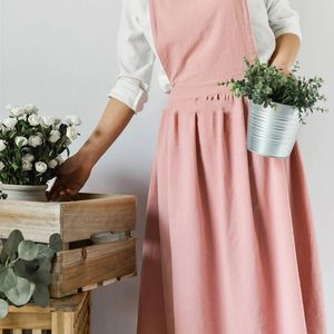 Förkläden Nordic Simple Florist Apron Cotton Linen Gardening kaféer Kök för kvinna Matlagning Bakning Restaurang Vintage Apron12584