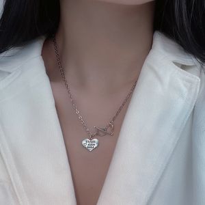 925 Sterling Silver Necklace Ot Love Cute Heart Pendant Necklace For Women Elegant Vintage Silver Necklace Fine Jewelry 925 Gift Q0531