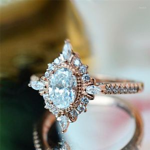 Cluster Rings Romad Vintage Crystal for Women Magic Mirror Retro With Gift Box Rose Gold Finger Ring Female Wedding Jewelry R31