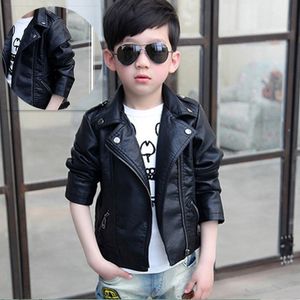 INS Hot Boys PU Куртки 3-13 лет, из искусственной кожи для детей для девочек Куртка Весна и осень Мода All-Match Unisex LJ201124