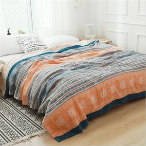 Cotton Gauze Muslin Throw Blanket on Bed Comfortable Bedding Coverlet Soft Bedcover Bedspread Sheets Adult Travel Throw Blanket LJ201014