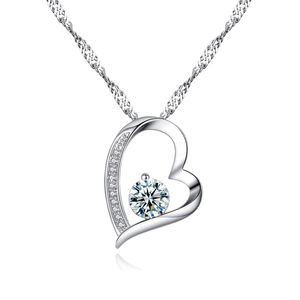 Basit Sevimli Aşk Kalp Kolye Kolye Kadınlar Lady Için Moda Takı Kalitesi Avusturyalı Crystal Diamonds Kolye Gümüş Chokers Kızlar Hediyeler