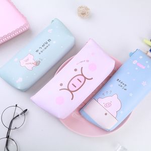 1pcs Cartoon Pig Pencil Väska för tjejer Söt PU Pen Pen Bag Stationery Pen Pouch Skolkontor Tillbehör